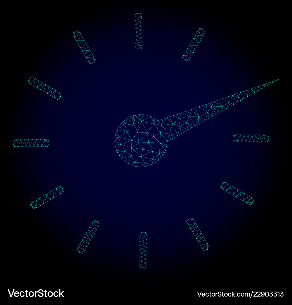 Clockface polygonal frame mesh Clockface polygonal frame mesh vector image