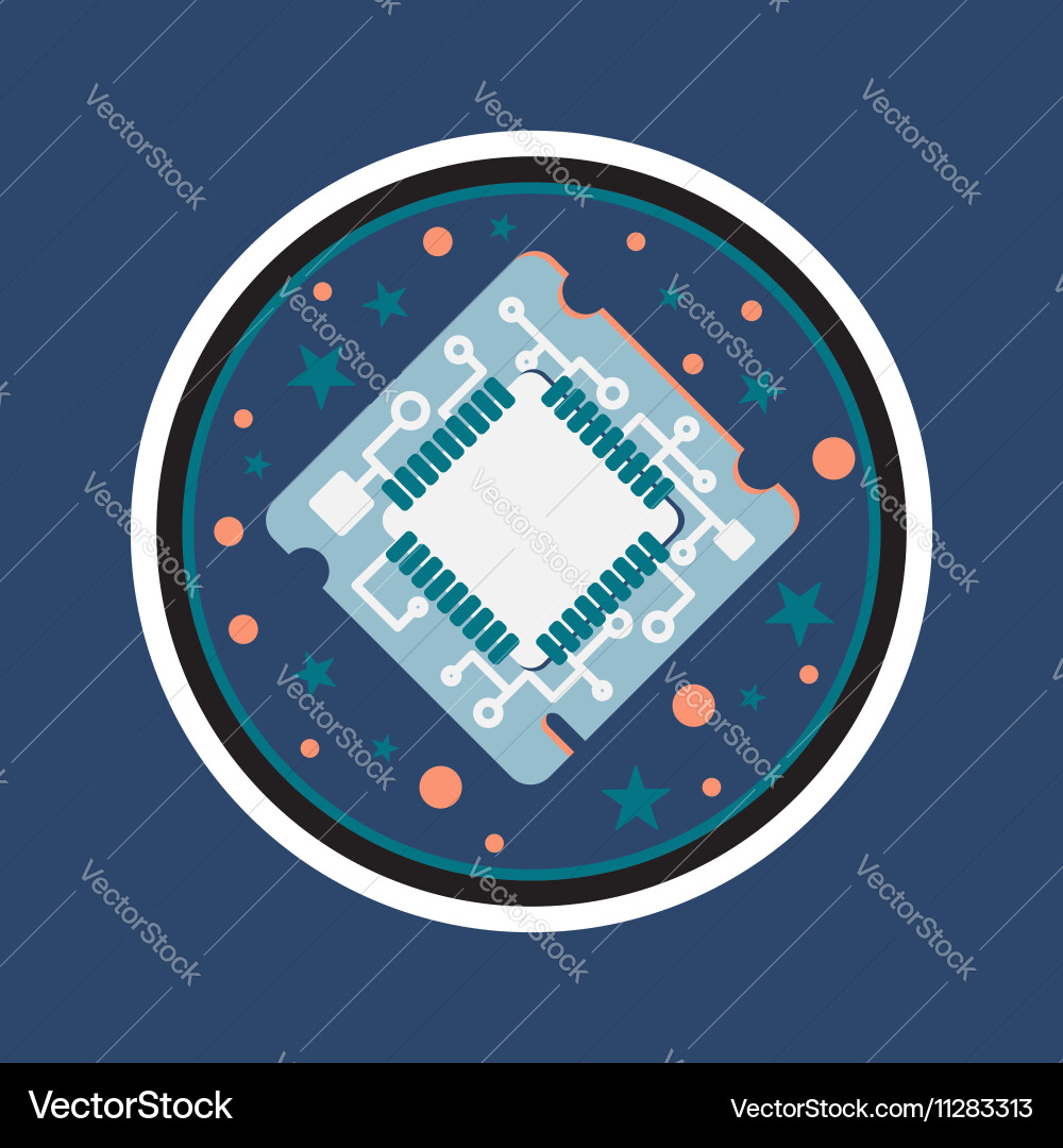 Computer processor chip vector image