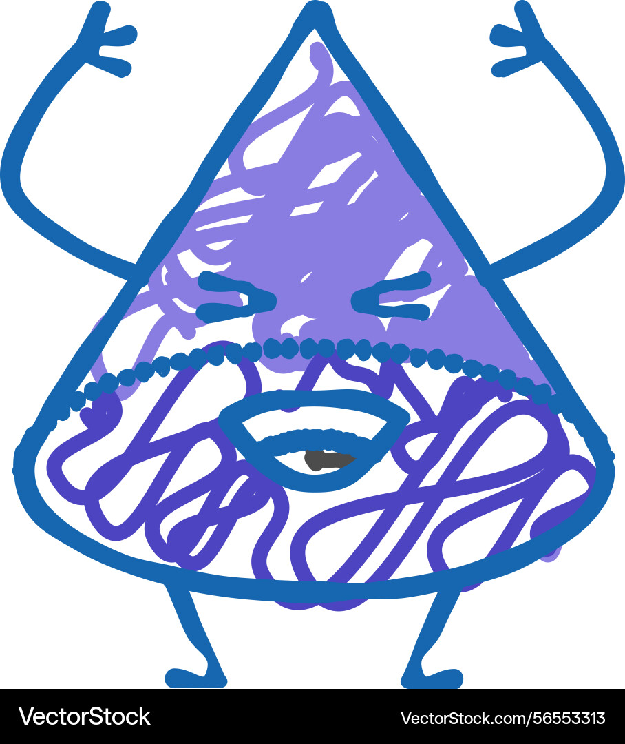 Cone geometric shape character icon doodle Cone geometric shape character icon doodle vector image