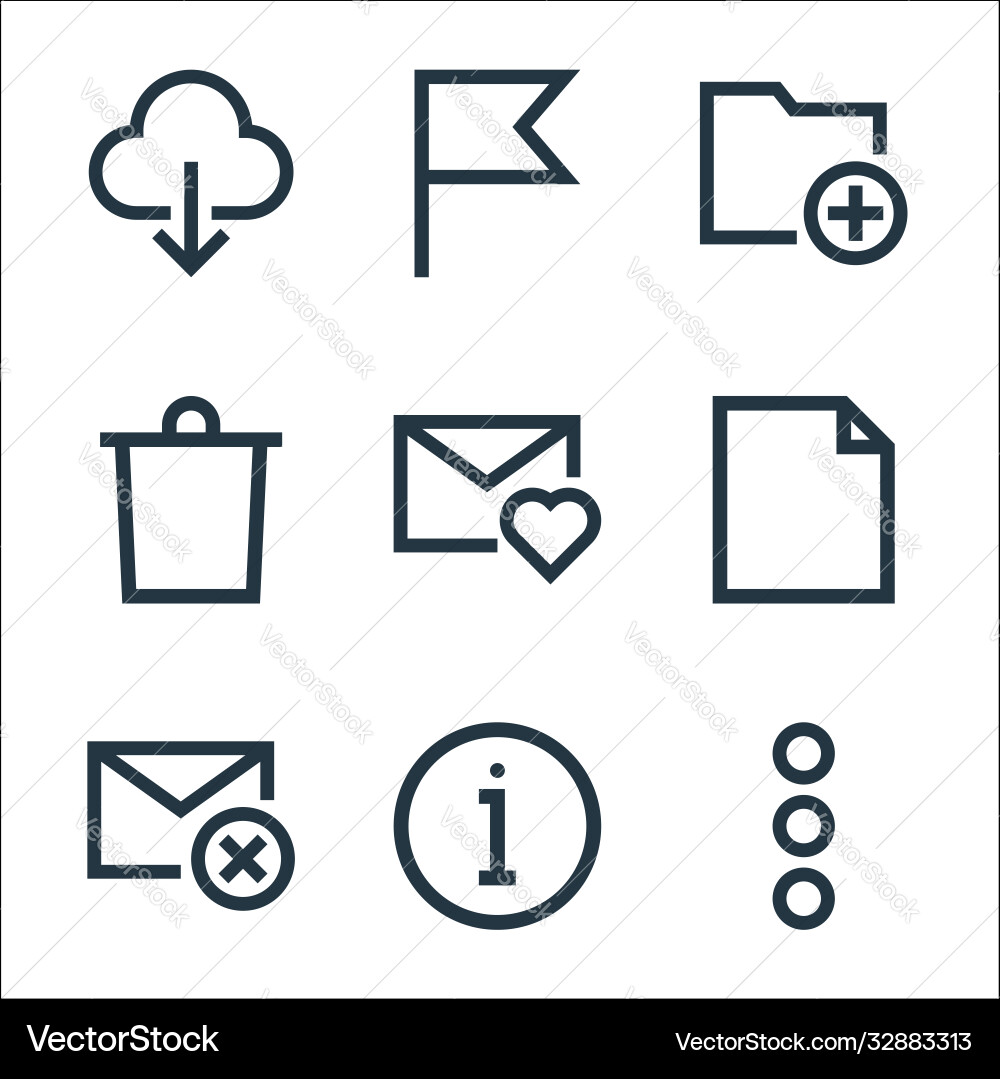 Email line icons linear set quality Email line icons linear set quality vector image