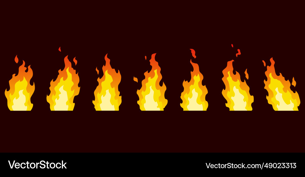 Fire animation sprites set of red and orange Fire animation sprites set of red and orange vector image