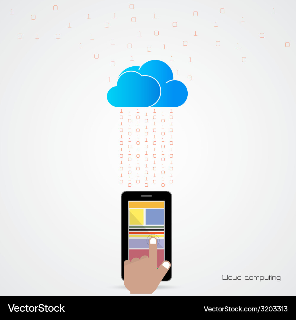 Flat cloud technology computing background vector image