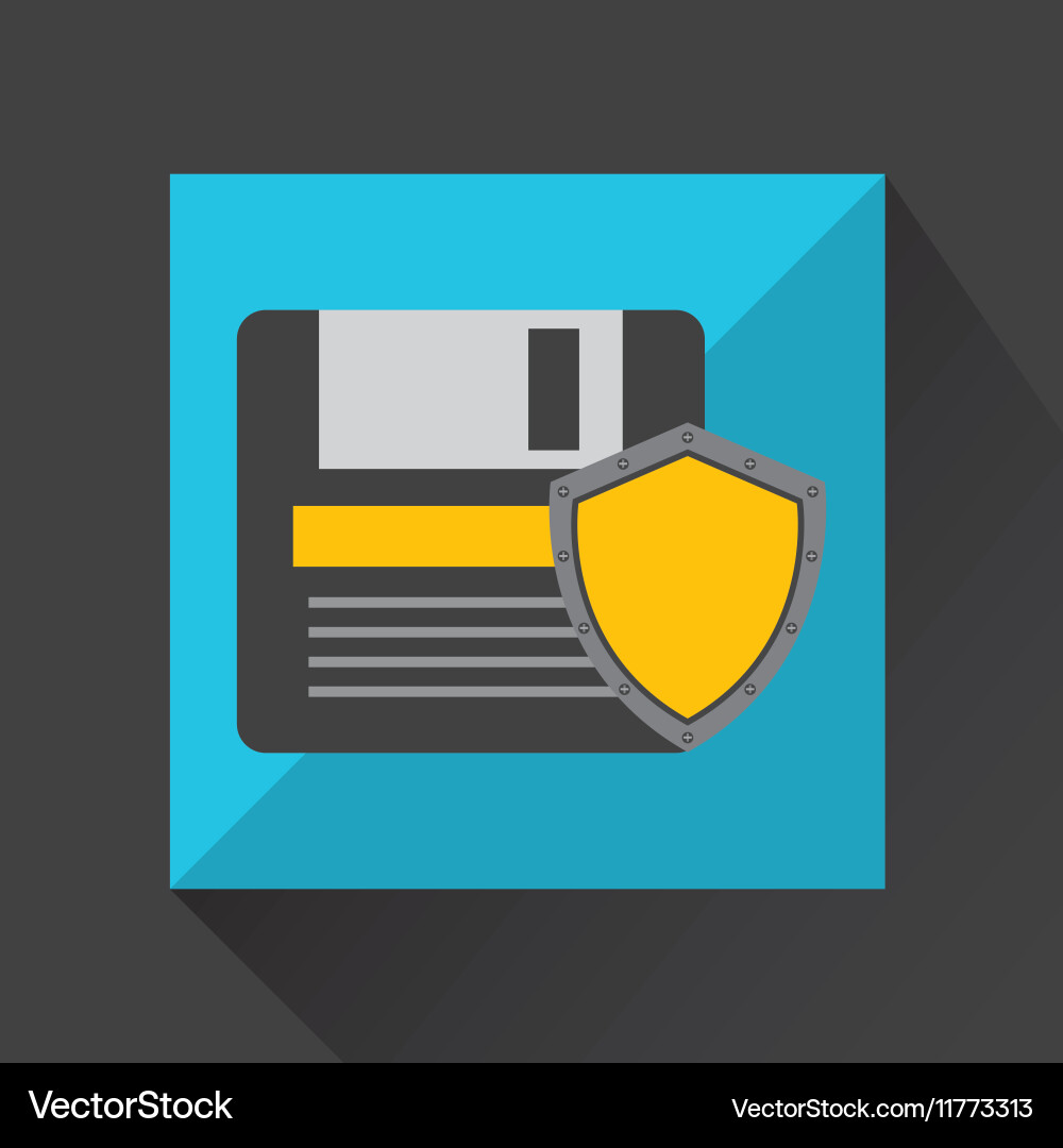 Floppy security system technology shield Vector Image