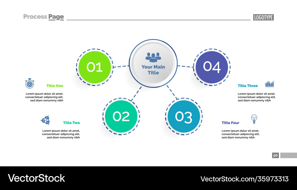 Four elements flowchart template Vector Image