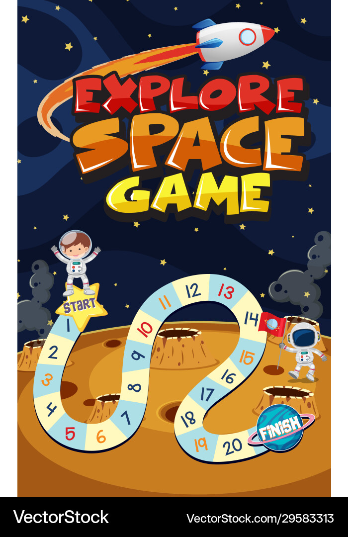 Game template with astronaut and spaceship Game template with astronaut and spaceship vector image
