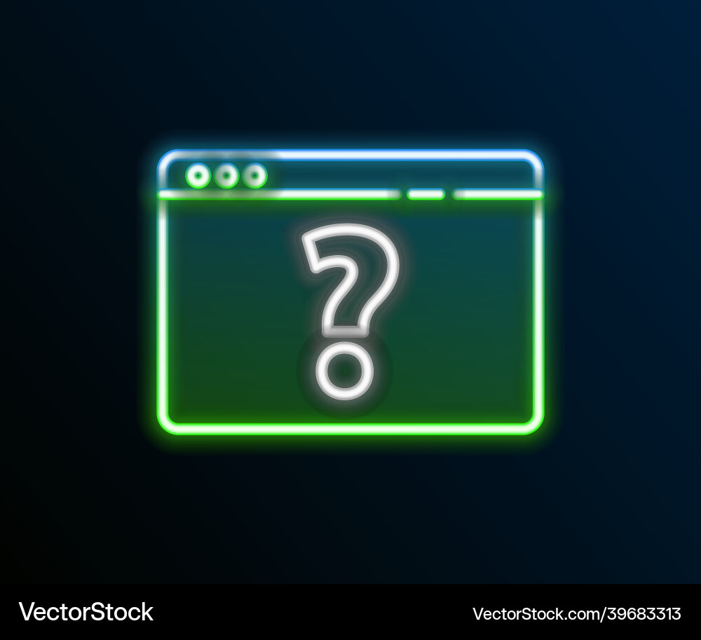 Glowing neon line browser with question mark icon Glowing neon line browser with question mark icon vector image