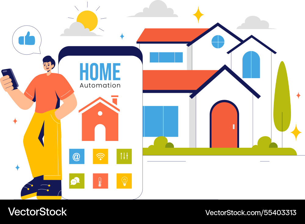 Home automation featuring a smart controlled Vector Image