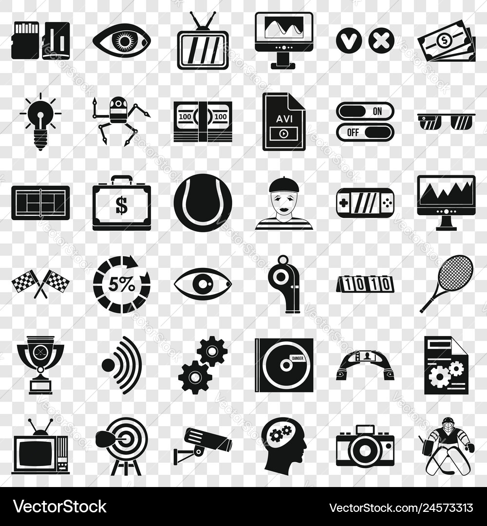 Home video icons set simple style Home video icons set simple style vector image