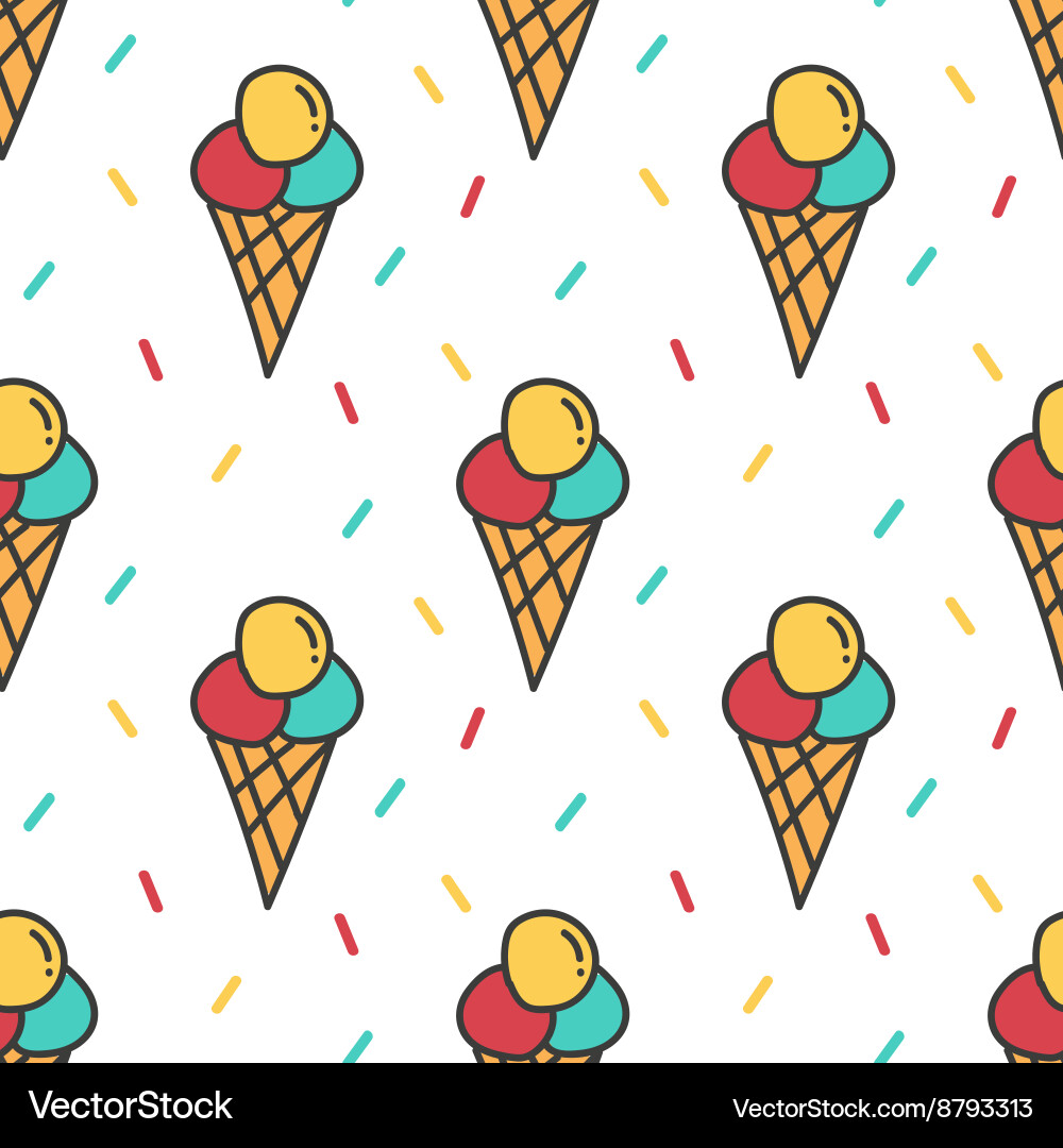 Ice cream and confetti seamless pattern background Vector Image