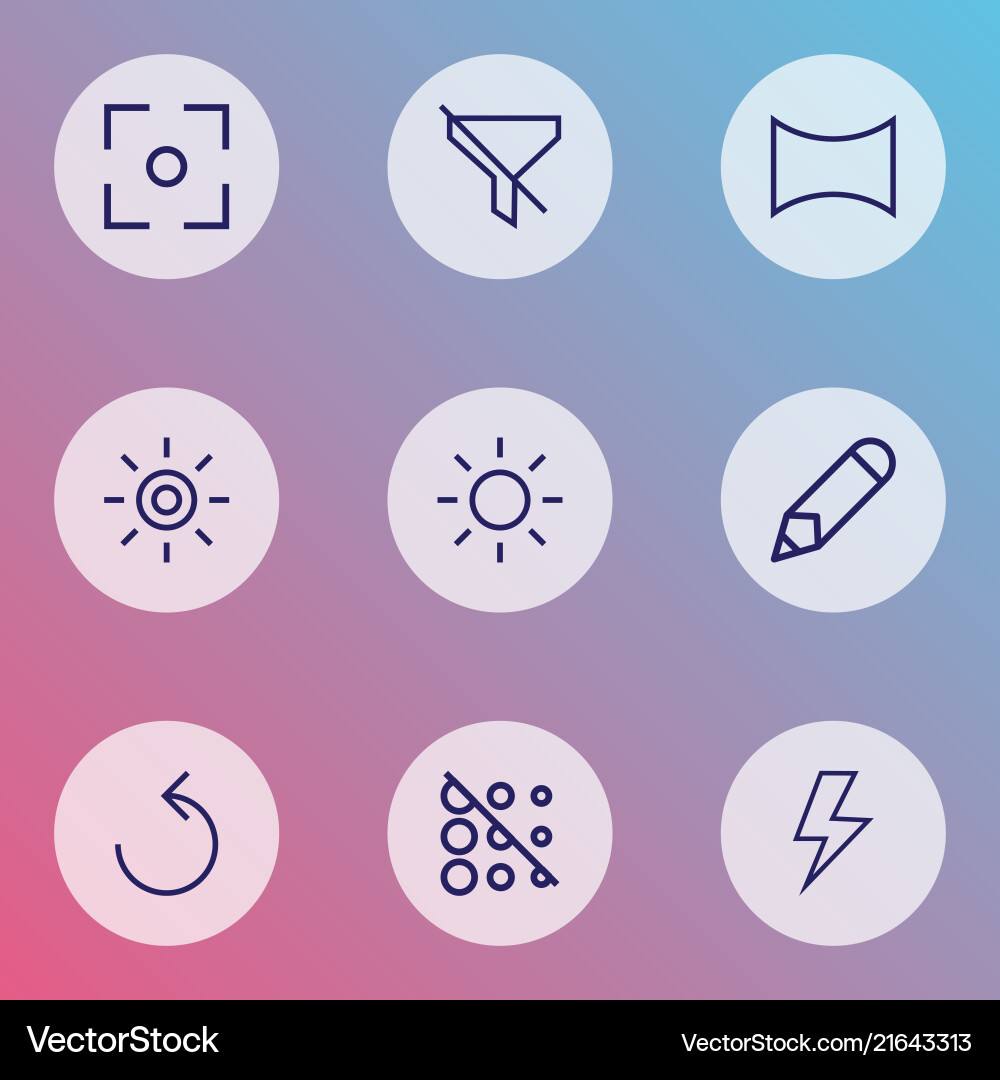 Image icons line style set with shine flash vector image