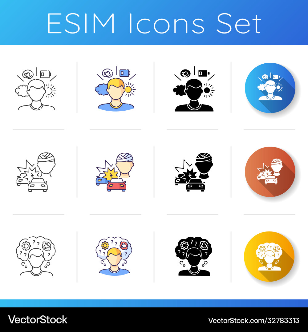Mental problem icons set Mental problem icons set vector image