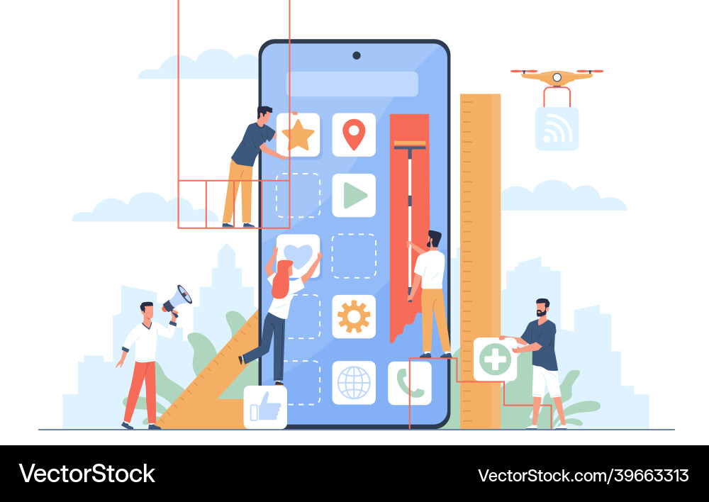 Mobile App UI Development Team vector image