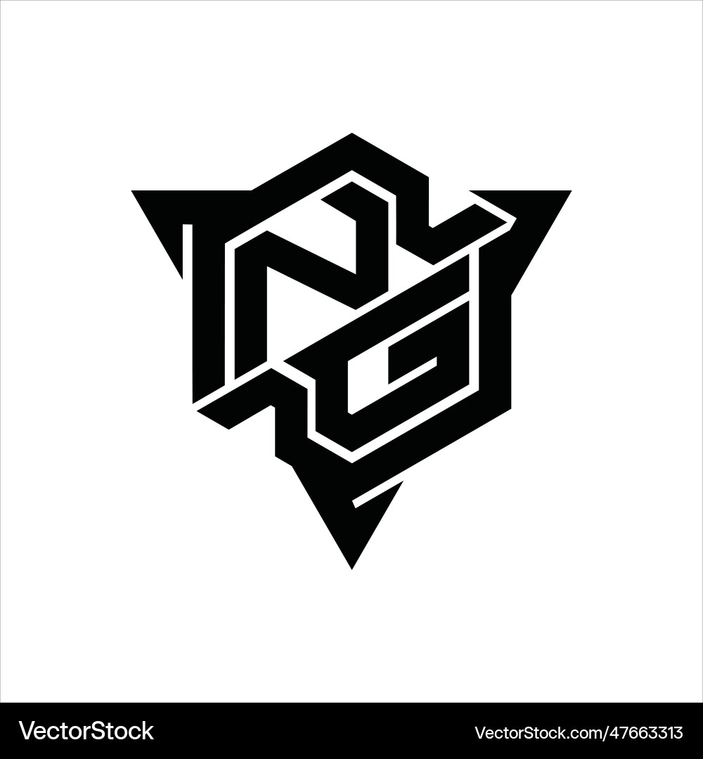 Ng logo monogram hexagon shape with triangle vector image