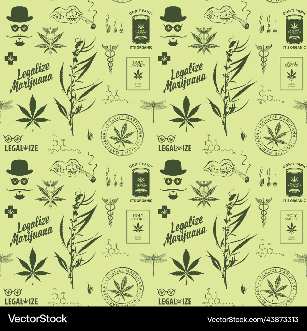 Retro Marijuana Pattern vector image