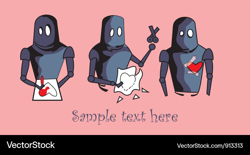 Robot with Heart Card Vector Image