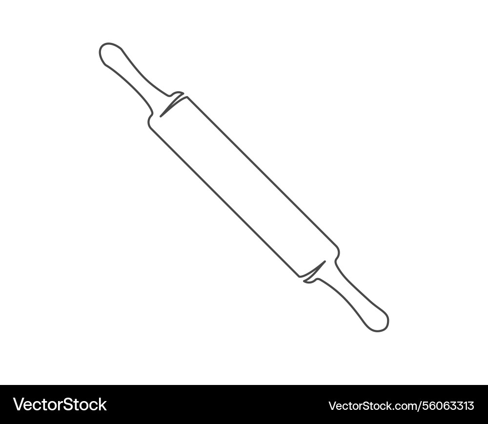 Rolling pin continuous one line icon isolated Rolling pin continuous one line icon isolated vector image