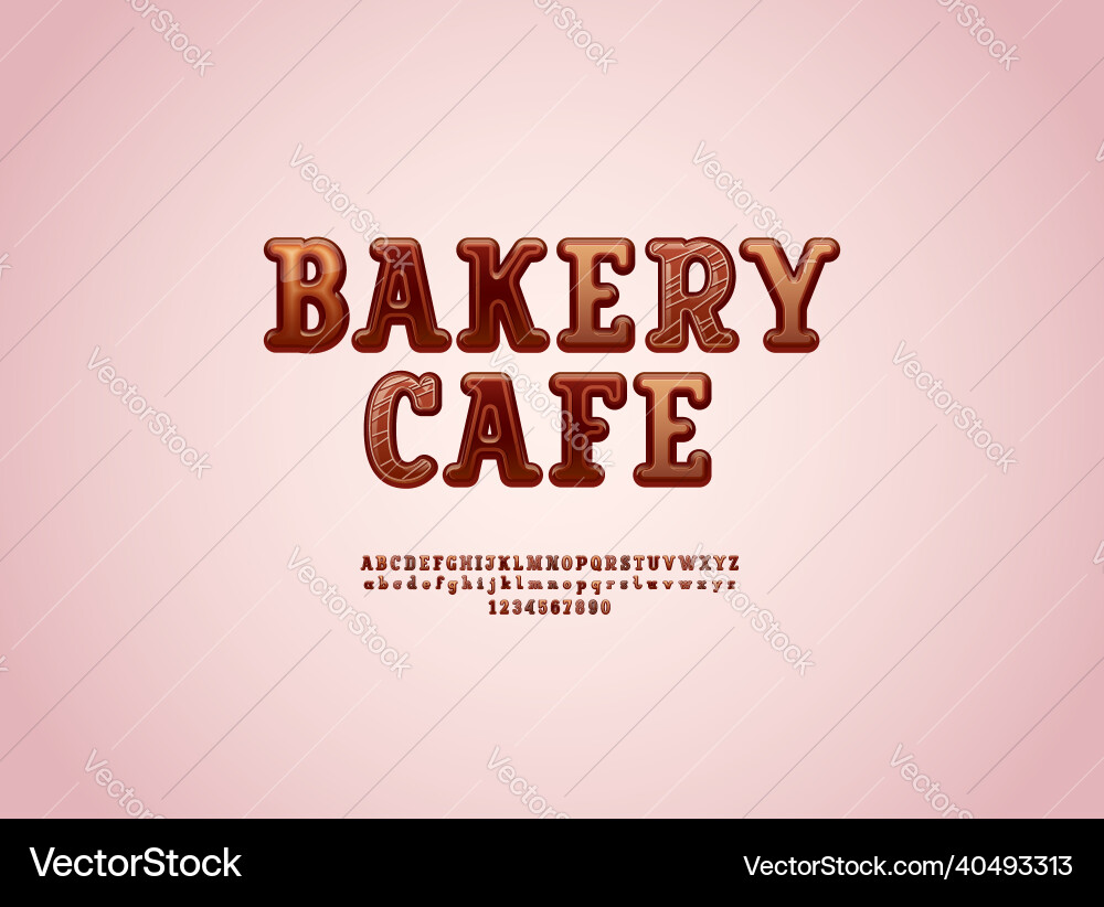 Rounded Chocolate Font - Alphabet & Numbers vector image