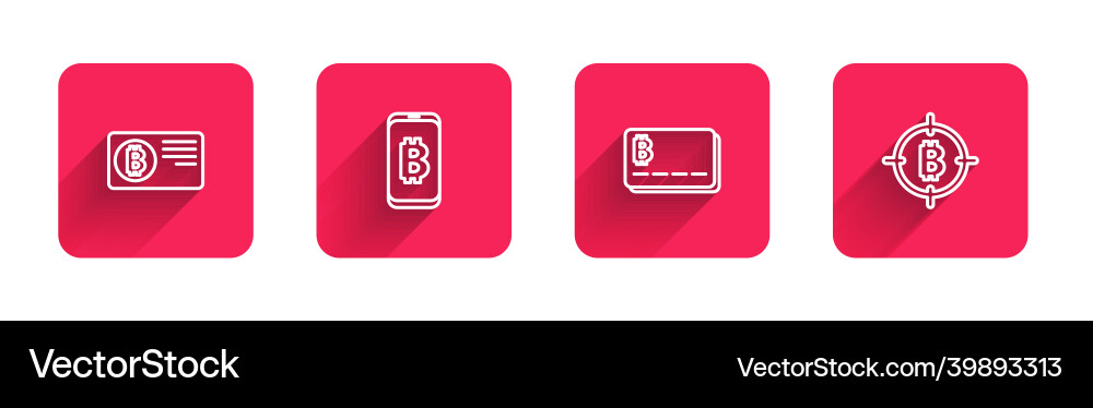 Set line credit card with bitcoin mining from Vector Image