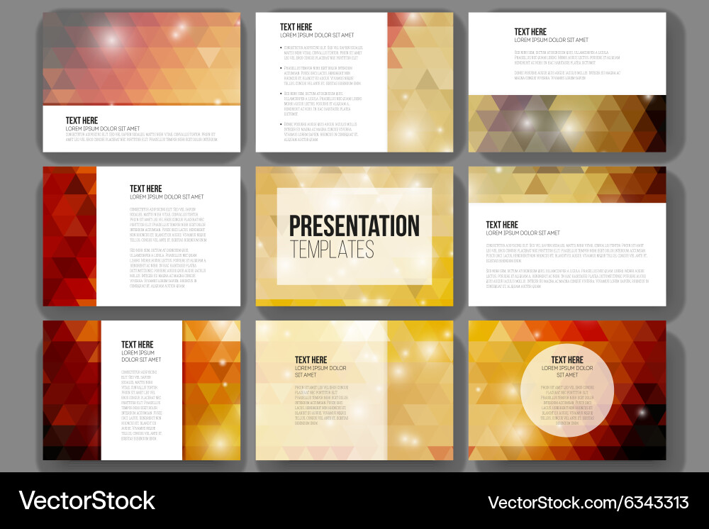 Set of 9 templates for presentation slides vector image