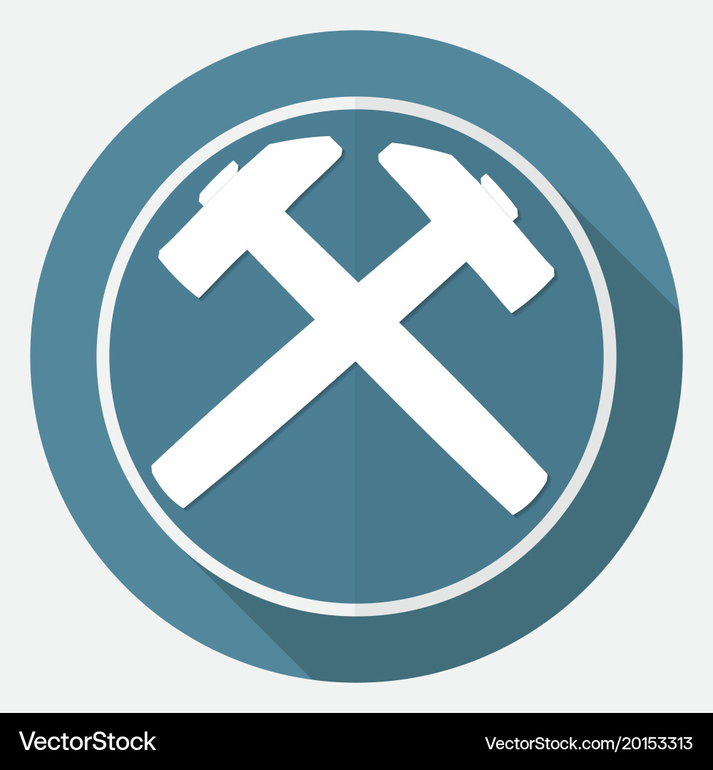 Setting icon on white circle with a long shadow Vector Image
