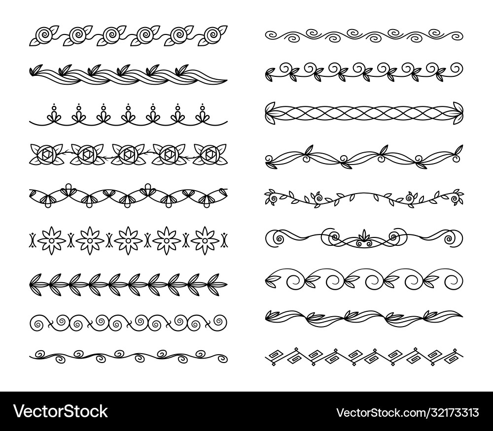 Sketch borders ornamental dividers hand drawn Sketch borders ornamental dividers hand drawn vector image