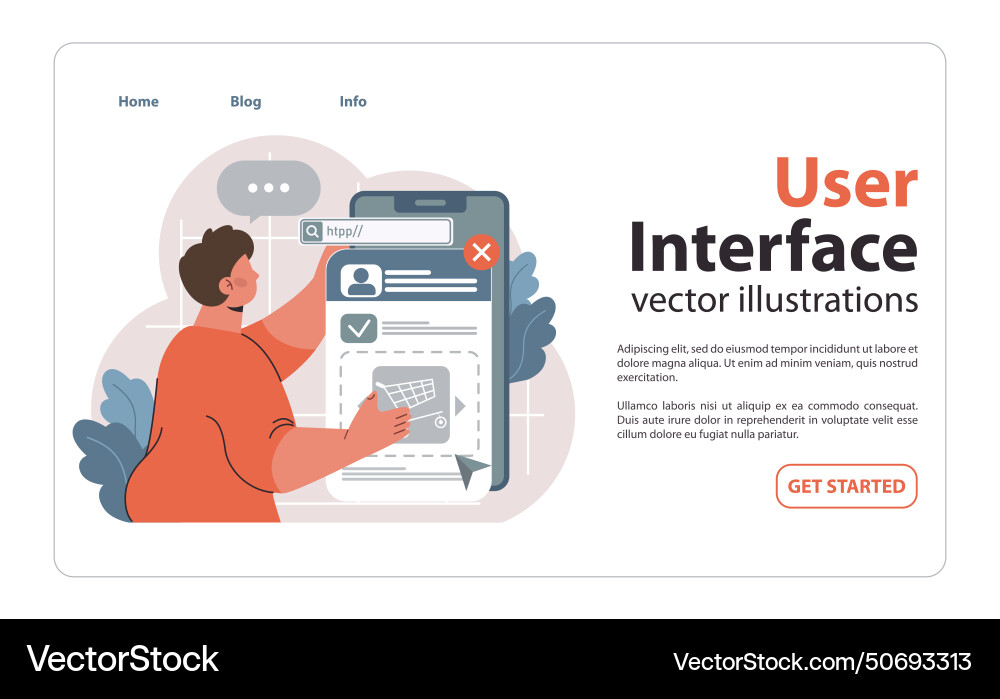 Web browsing and user interface concept flat Web browsing and user interface concept flat vector image