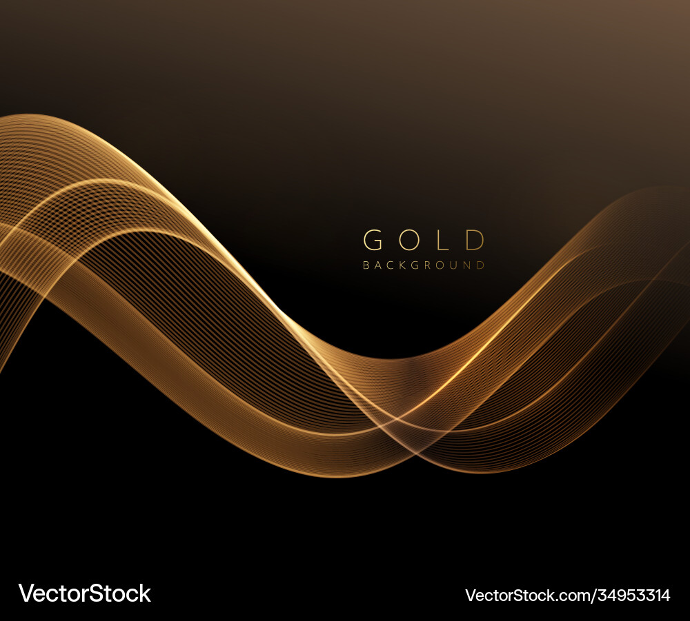 Abstract shiny golden wavy design element flow Abstract shiny golden wavy design element flow vector image