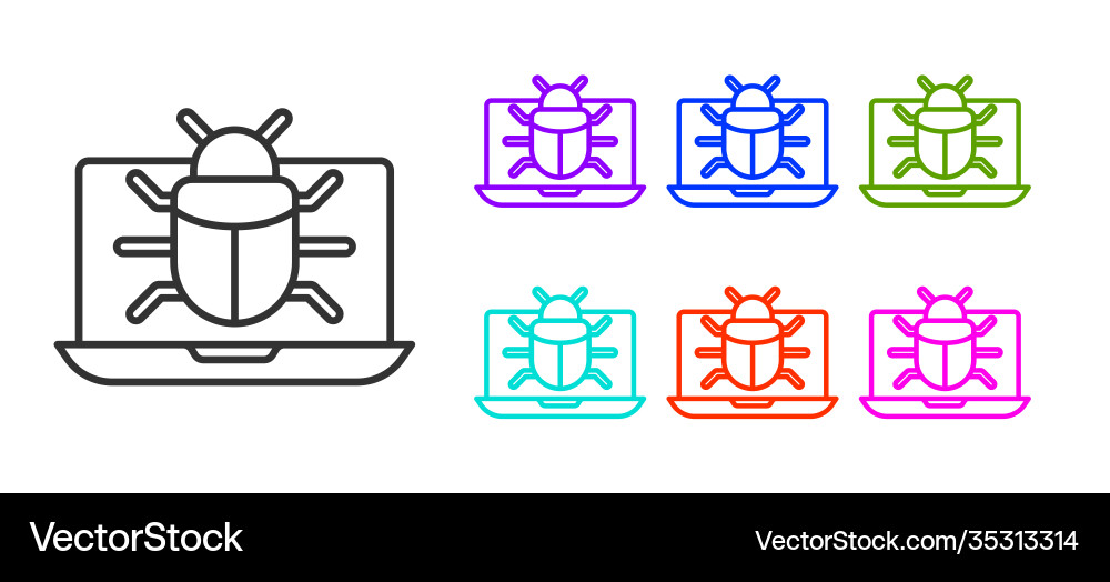 Black line system bug on monitor icon isolated vector image
