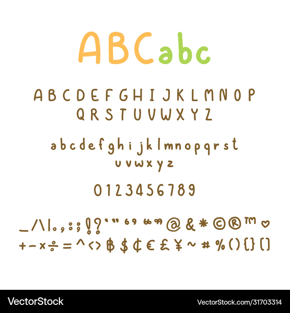 Cute alphabets set handwritten abc letters Vector Image