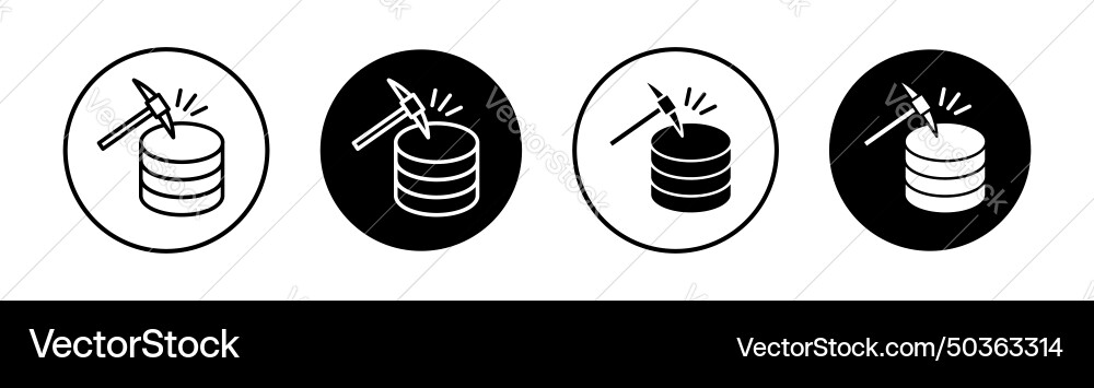 Data mining icon set computing server Vector Image