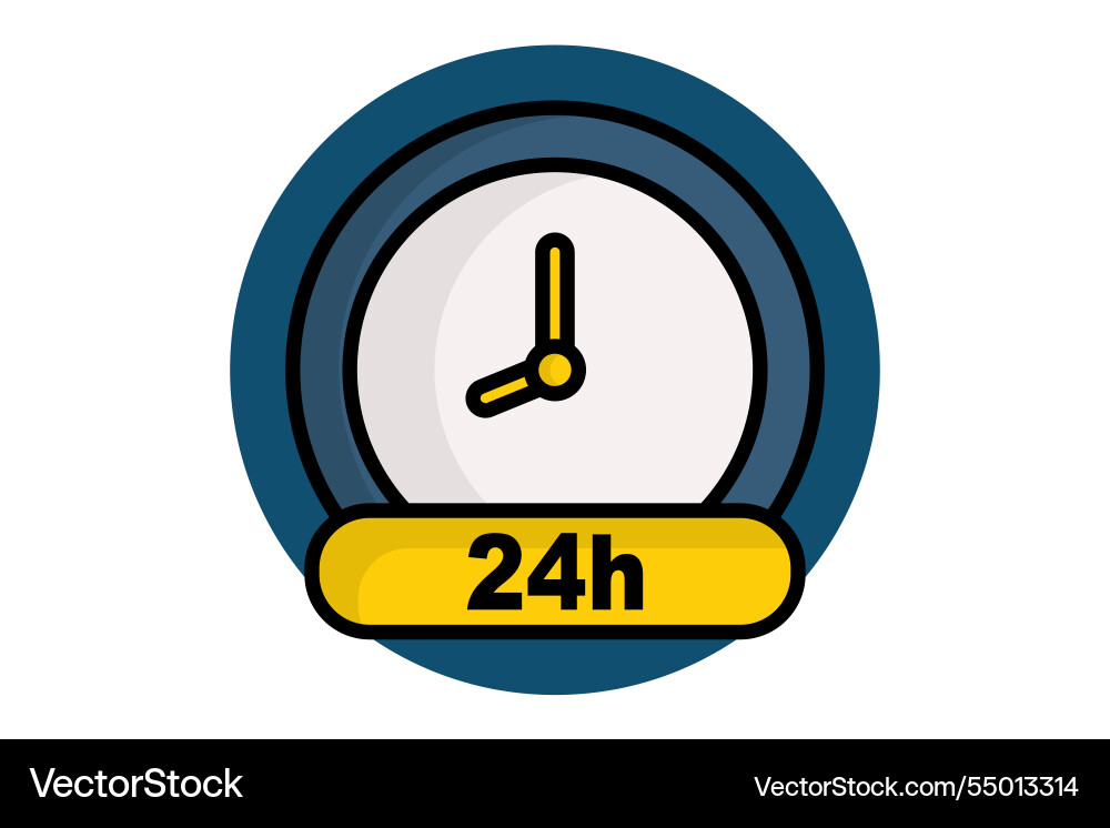 Day icon colored outline style clock with 24 Day icon colored outline style clock with 24 vector image