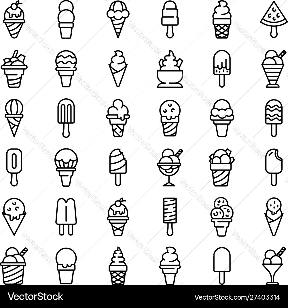 Eis-Symbole setzen Umriss Stil Eis-Symbole setzen Umriss Stil vektorbild