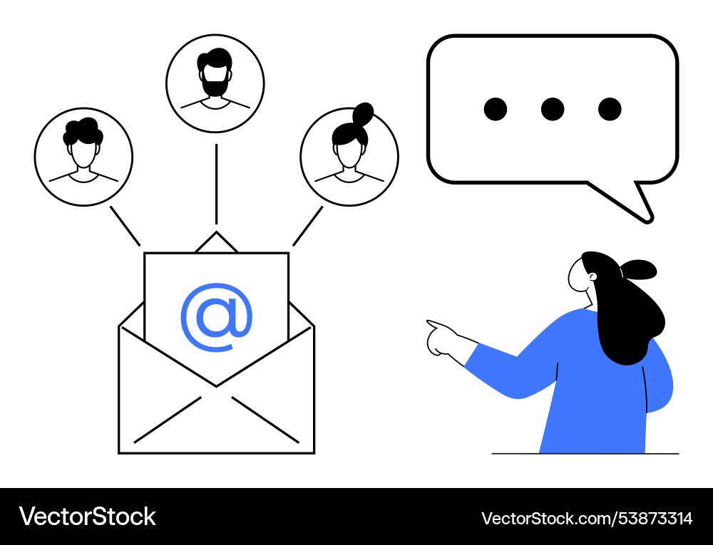 Email communication and networking example Email communication and networking example vector image
