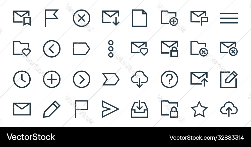 Email line icons linear set quality Email line icons linear set quality vector image