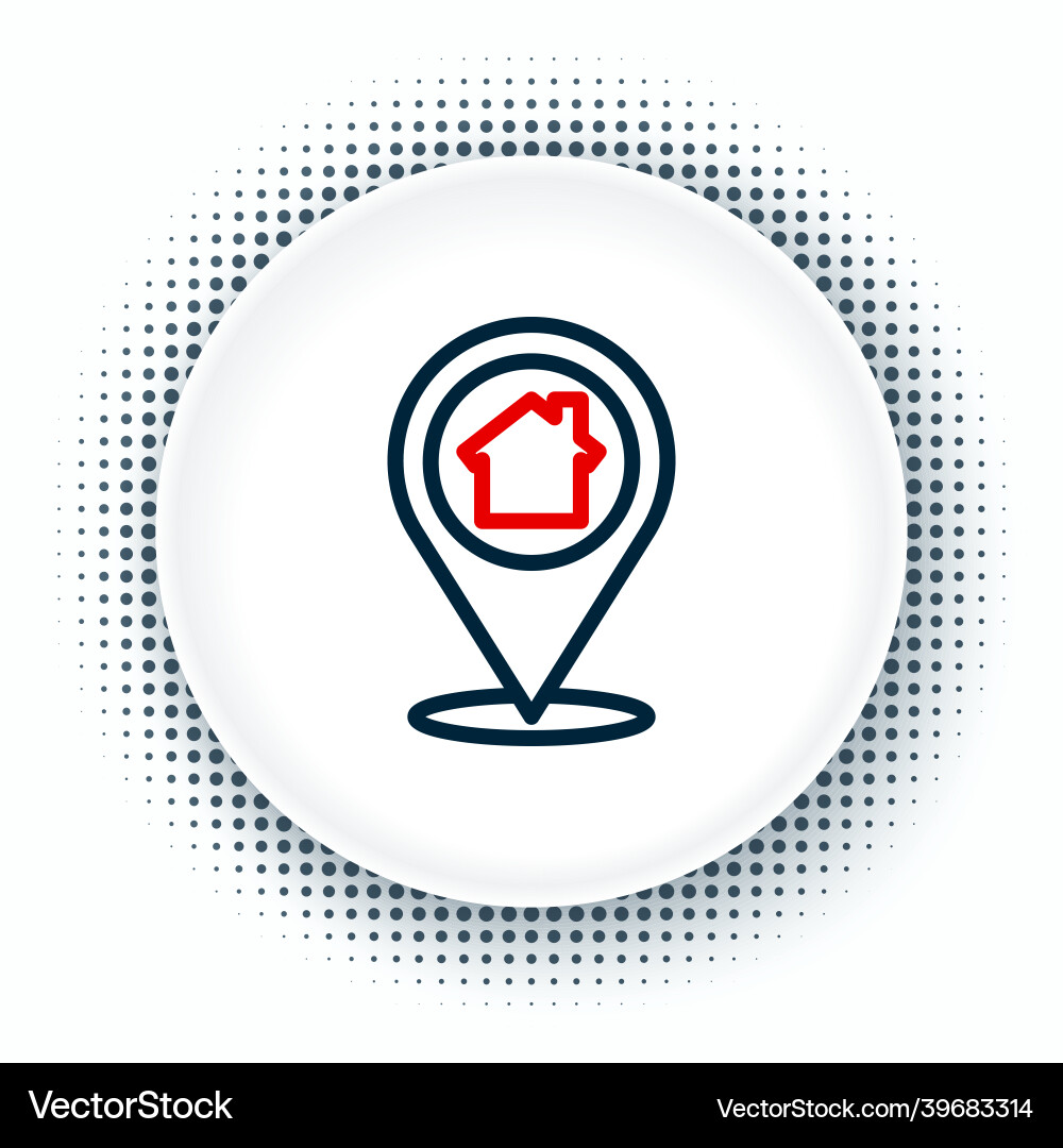 Line map pointer with house icon isolated on white vector image