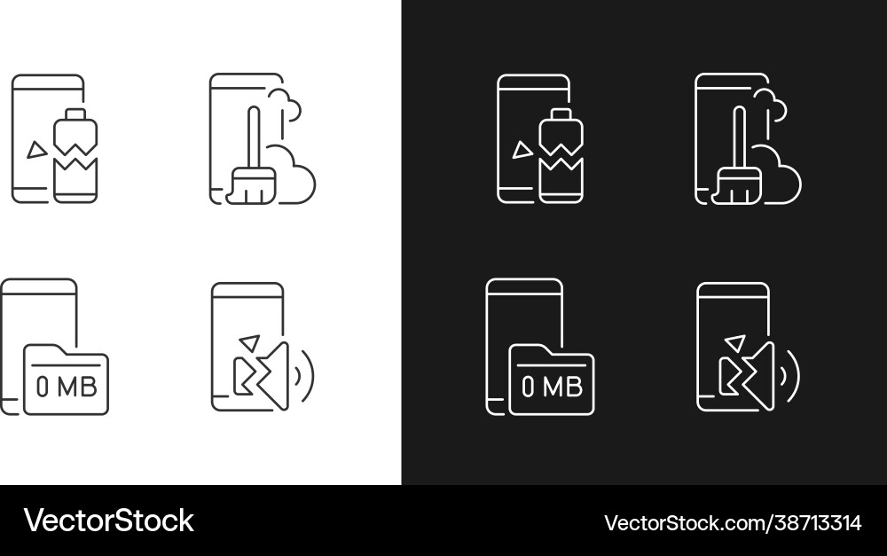 Phone errors linear icons set for dark and light vector image
