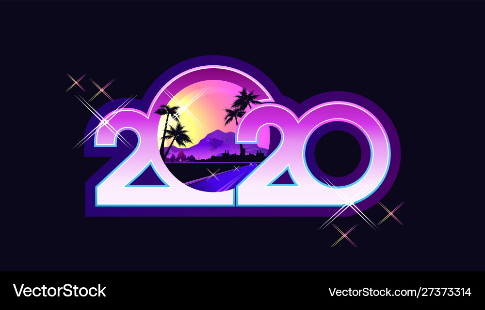 Retro 2020 Calendar - Synth Wave vector image