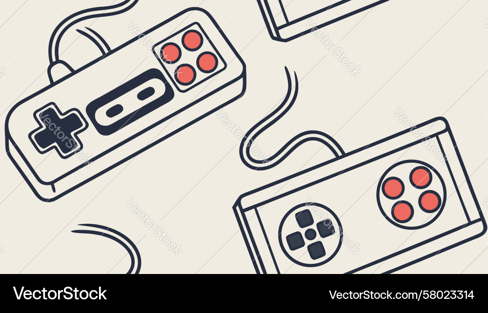 Retro Game Controller Pattern Vector Image