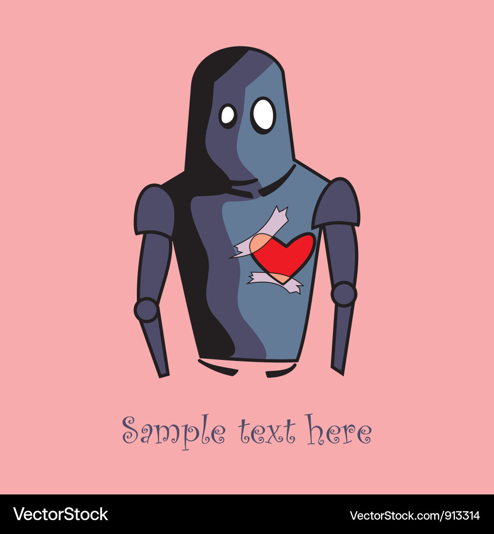 Robot with Heart Card Vector Image
