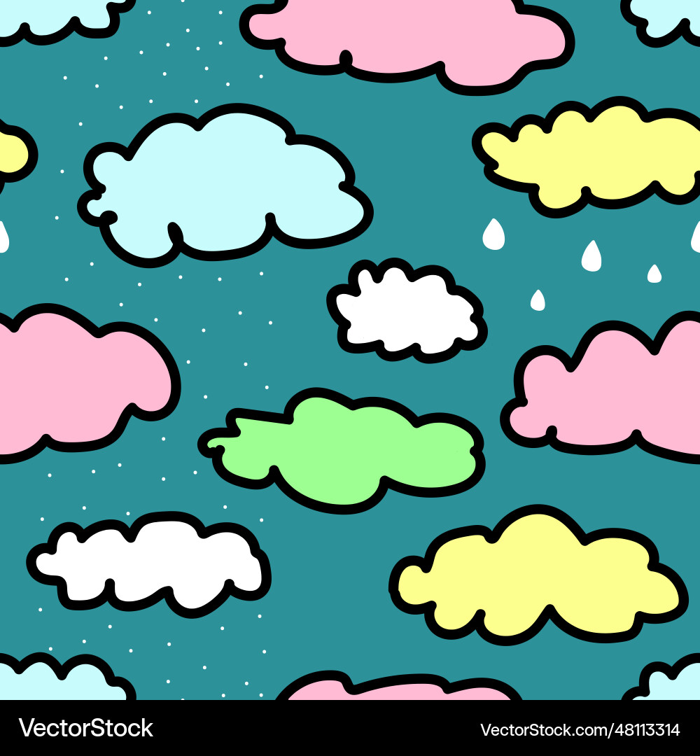 Seamless pattern of clouds with snow and rain Vector Image