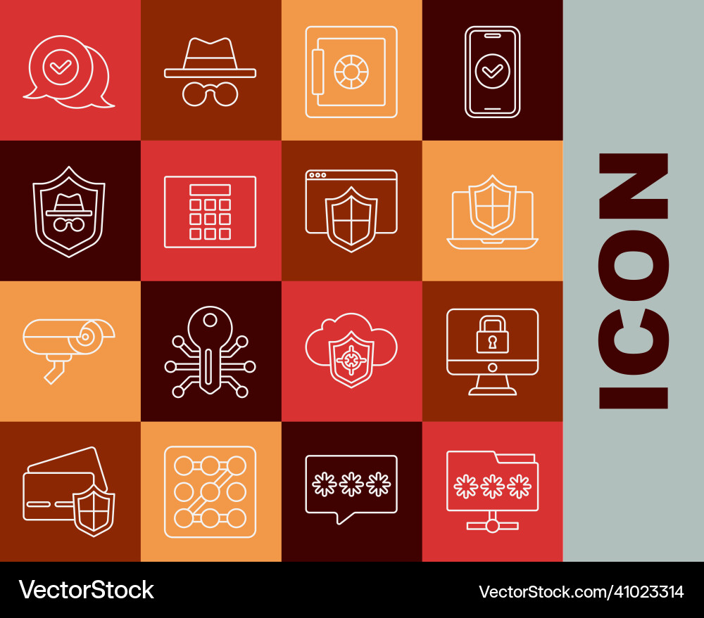 Set line folder with password lock on monitor Set line folder with password lock on monitor vector image