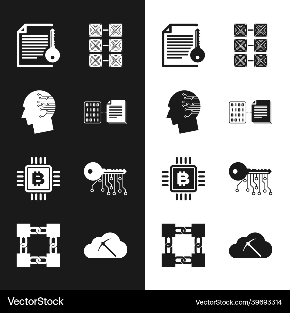 Set smart contract brain as digital circuit board Vector Image