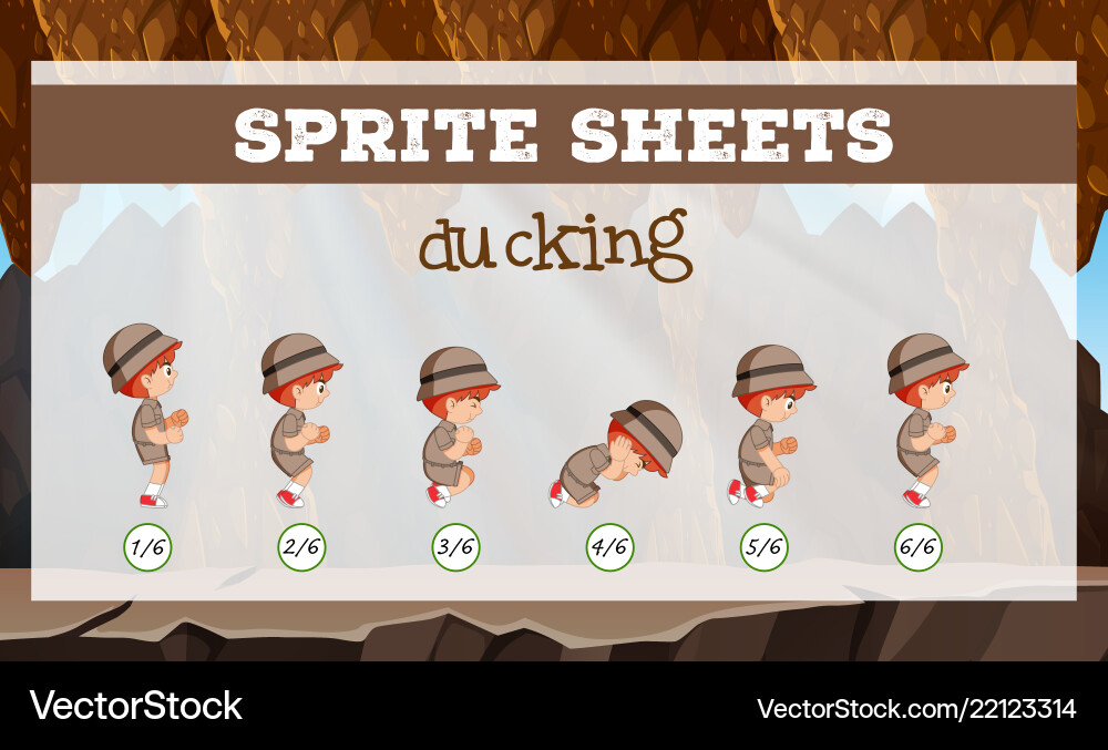 Sprite sheets ducking template vector image