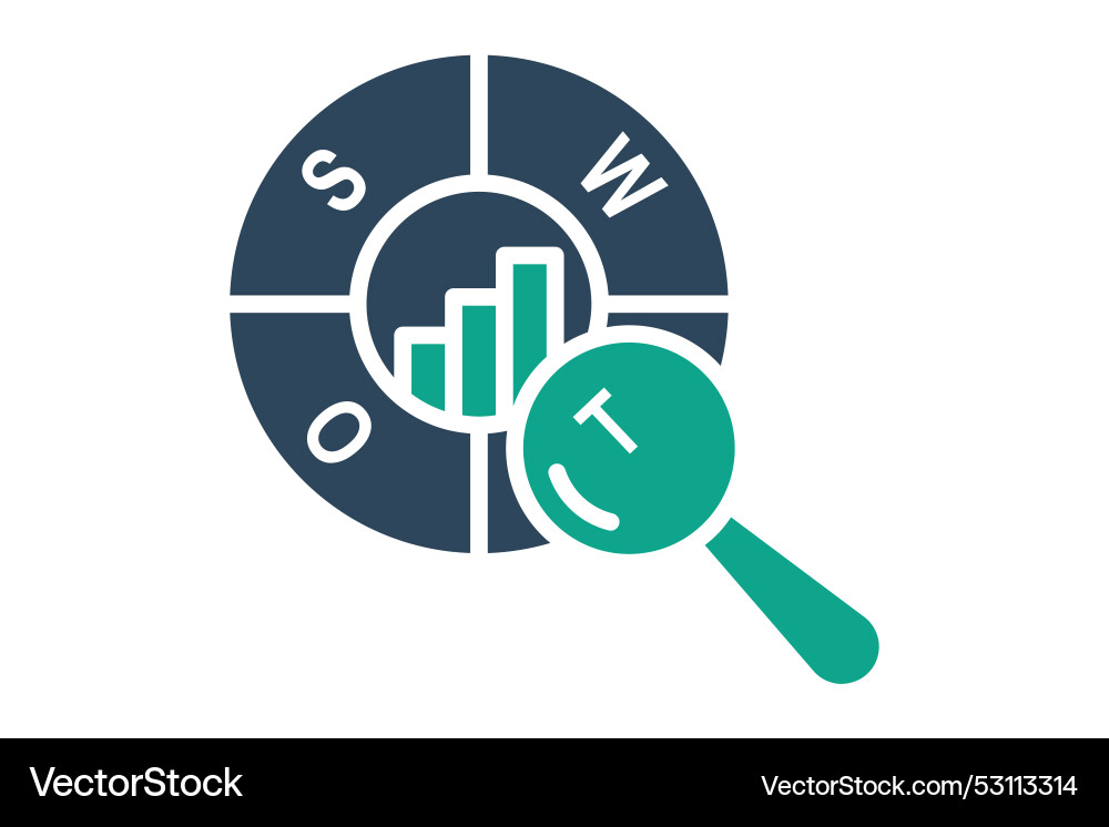 Swot analysis icon solid style chart Swot analysis icon solid style chart vector image