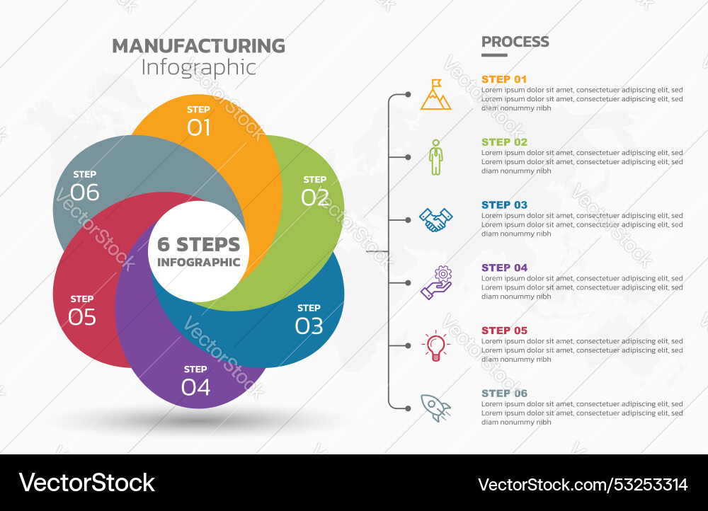 Visual data presentation cycle diagram with 6 Vector Image