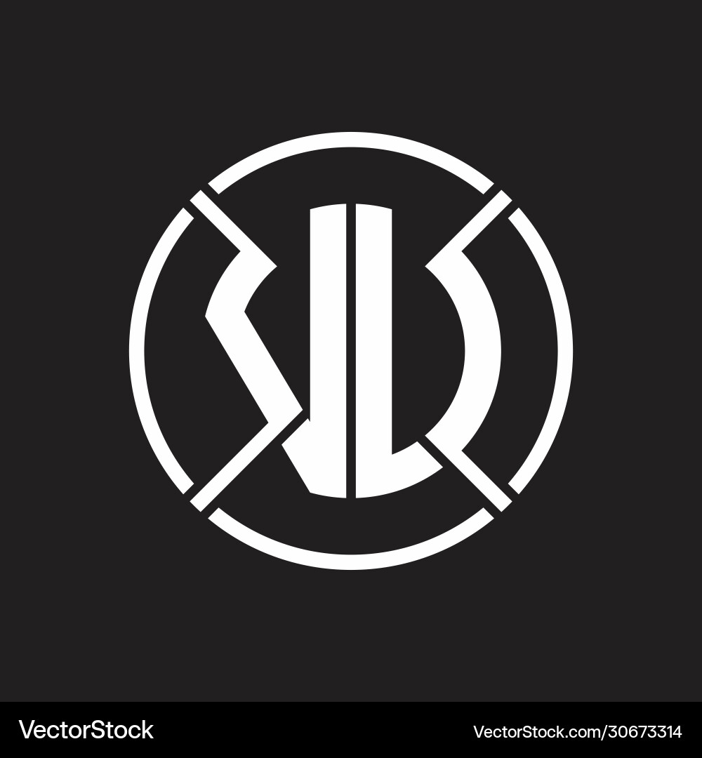 Vu logo monogram with four part circle slash Vector Image