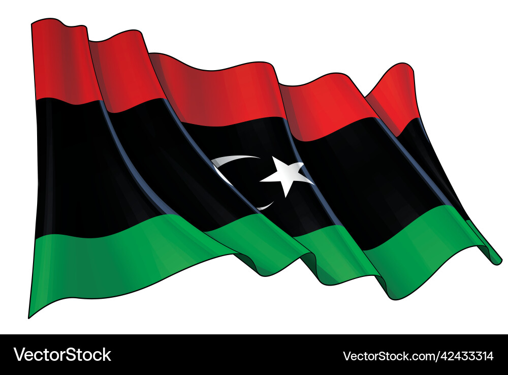 Waving flag of libya Royalty Free Vector Image