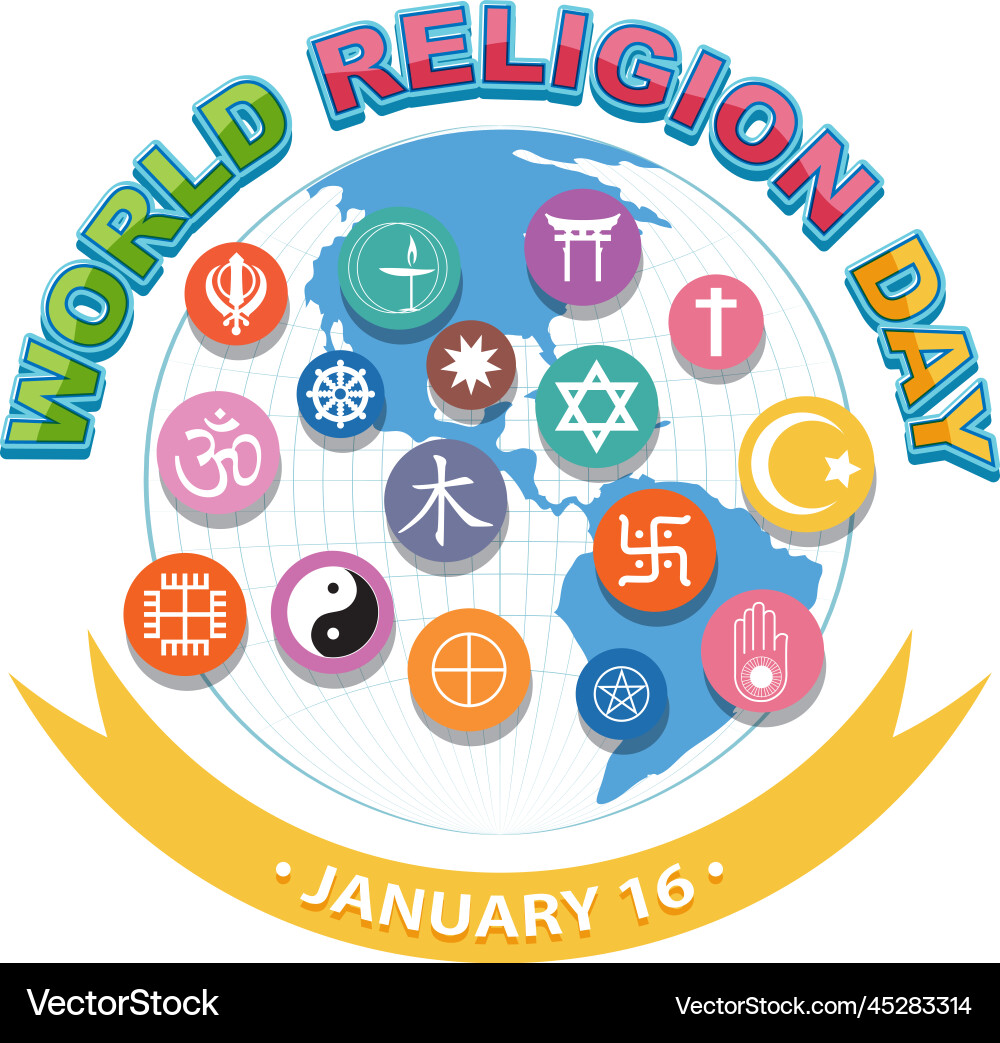 Welt Religion Tag Banner Design Welt Religion Tag Banner Design vektorbild