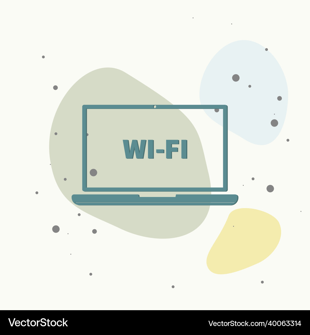 Wi-fi icon on computer multicolored Wi-fi icon on computer multicolored Vector Image