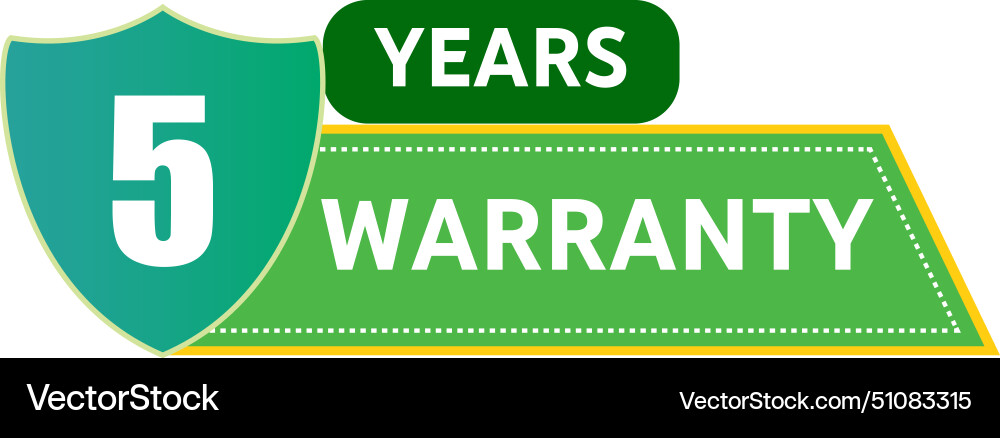 5 year warranty seal stamp vector image